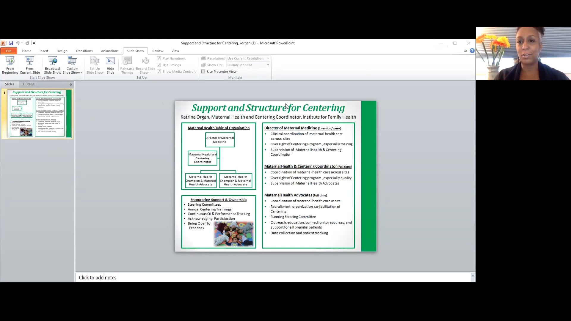 Creating a System of Support for Centering at Your Site 12/2017